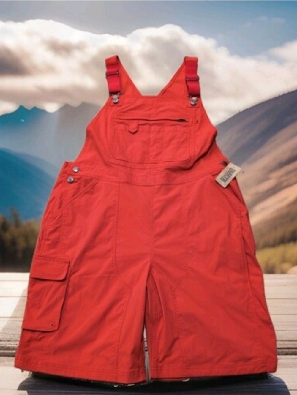 DULUTH TRADING HEIRLOOM GARDENING SHORT OVERALLS WOMEN'S SZ XL POPPY ORANGE  NWT